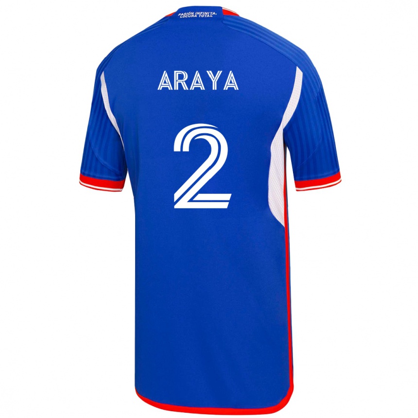 Kinder Fußball Fernanda Araya #2 Blau Heimtrikot Trikot 2023/24 T-Shirt Luxemburg