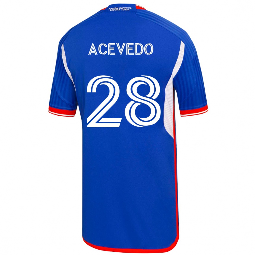 Kinder Fußball Florencia Acevedo #28 Blau Heimtrikot Trikot 2023/24 T-Shirt Luxemburg