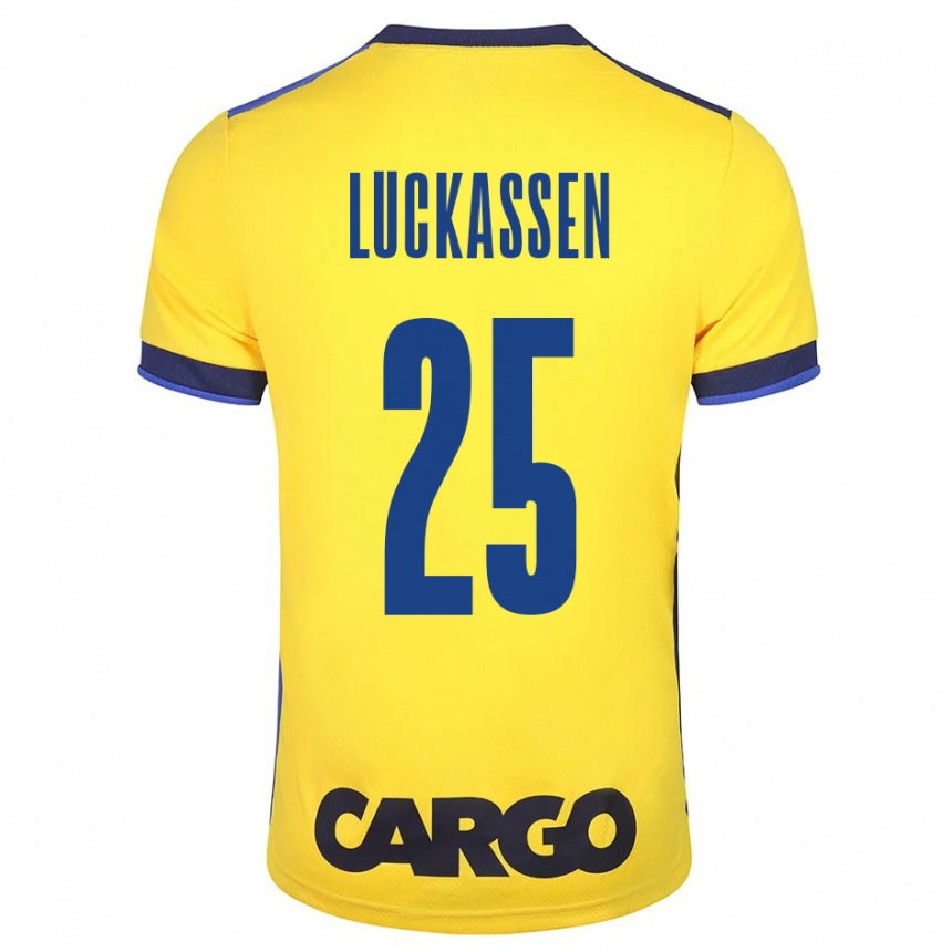 Kinder Fußball Derrick Luckassen #25 Gelb Heimtrikot Trikot 2023/24 T-Shirt Luxemburg