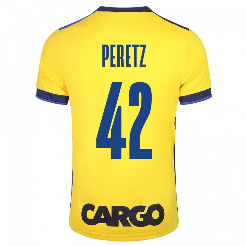 Kinder Fußball Dor Peretz #42 Gelb Heimtrikot Trikot 2023/24 T-Shirt Luxemburg