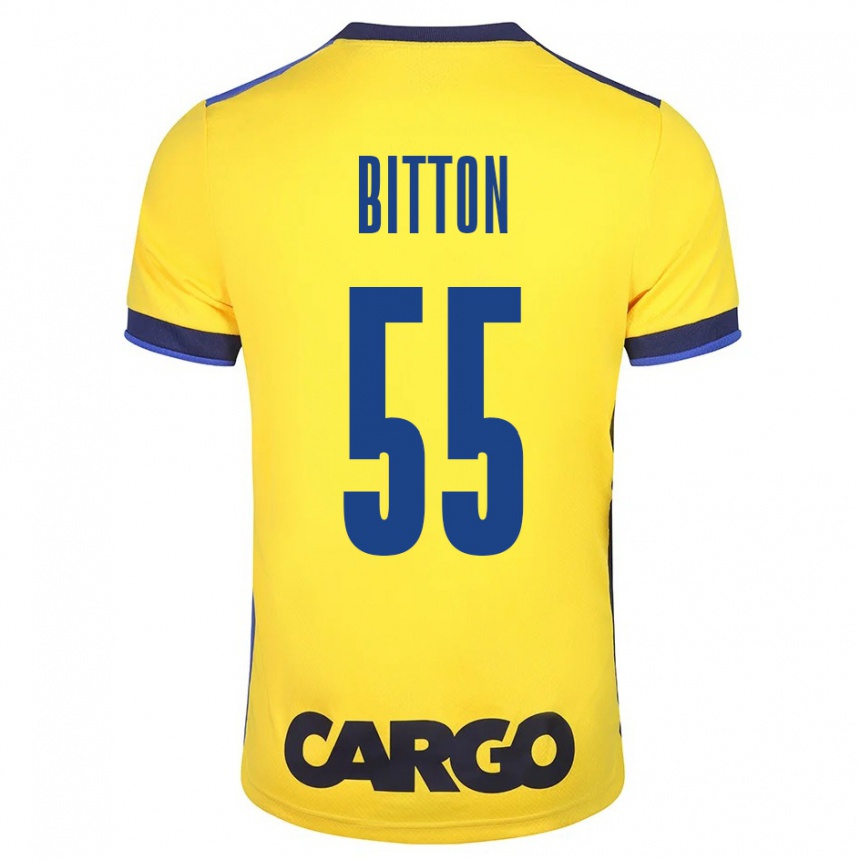 Kinder Fußball Nir Bitton #55 Gelb Heimtrikot Trikot 2023/24 T-Shirt Luxemburg