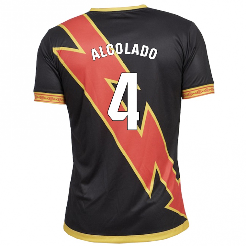 Kinder Fußball Jaime Alcolado #4 Schwarz Auswärtstrikot Trikot 2023/24 T-Shirt Luxemburg