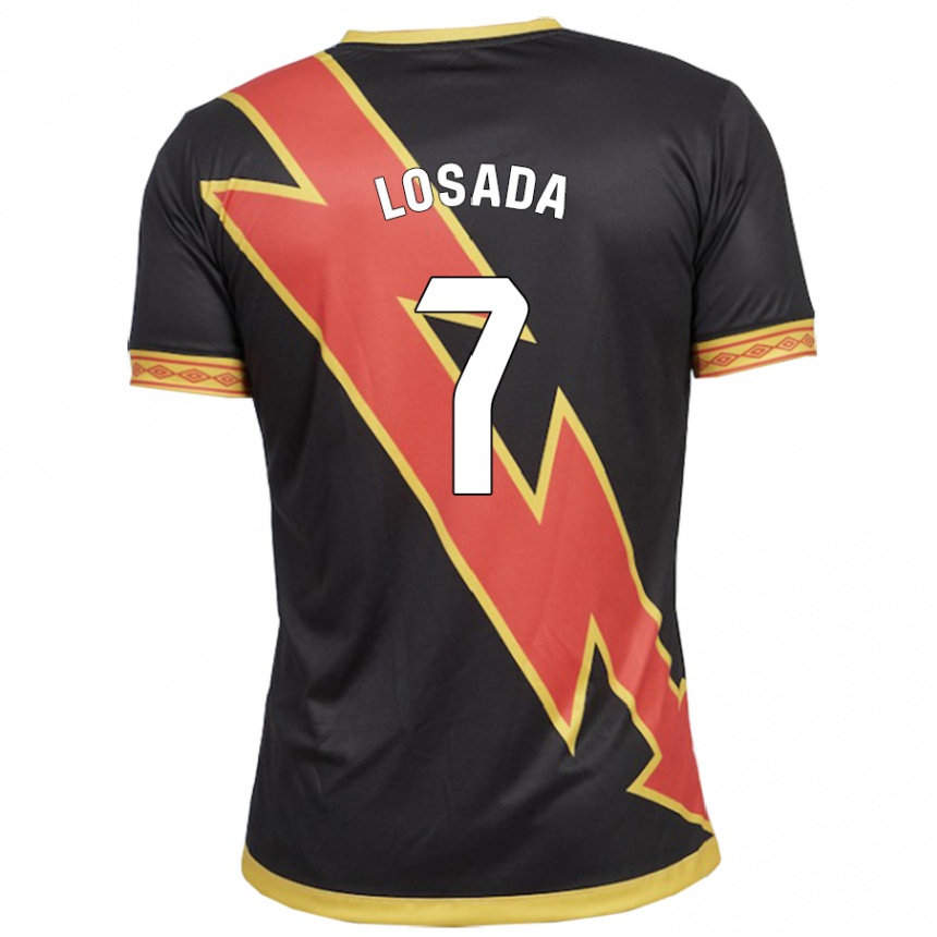 Kinder Fußball Juan Losada #7 Schwarz Auswärtstrikot Trikot 2023/24 T-Shirt Luxemburg