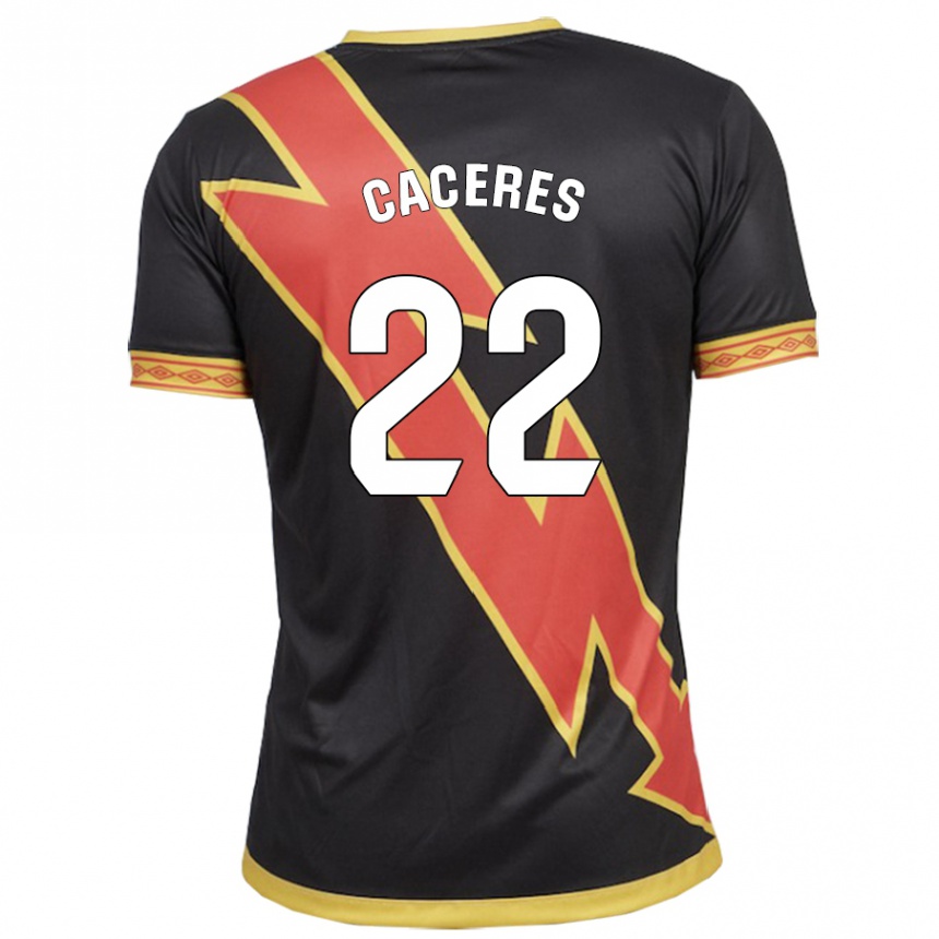 Kinder Fußball Daniel Cáceres #22 Schwarz Auswärtstrikot Trikot 2023/24 T-Shirt Luxemburg