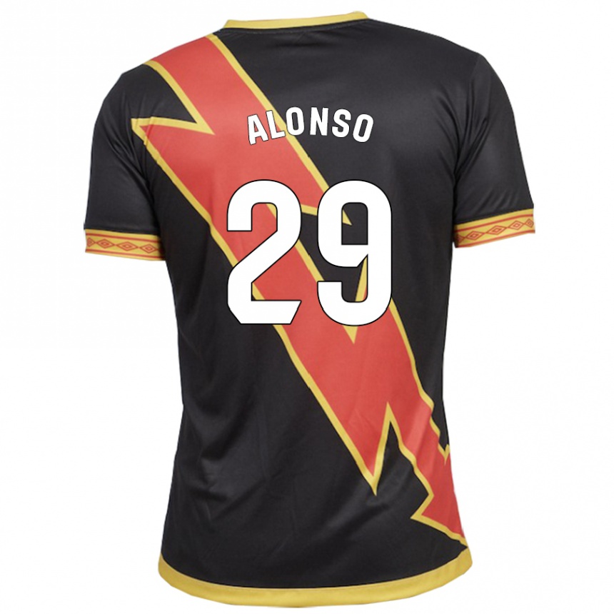 Kinder Fußball Sergio Alonso #29 Schwarz Auswärtstrikot Trikot 2023/24 T-Shirt Luxemburg