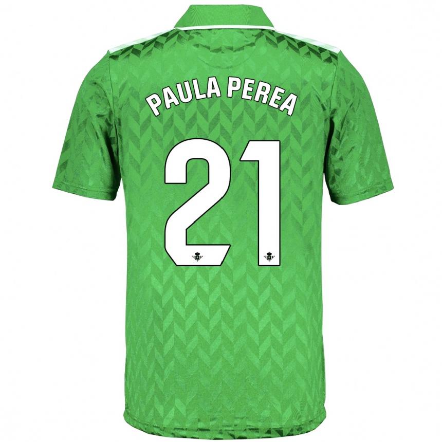 Kinder Fußball Paula Perea Ramírez #21 Grün Auswärtstrikot Trikot 2023/24 T-Shirt Luxemburg