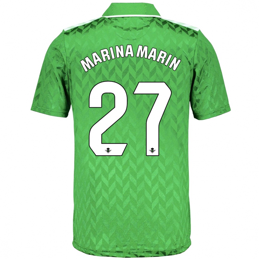 Kinder Fußball Marina Marín #27 Grün Auswärtstrikot Trikot 2023/24 T-Shirt Luxemburg