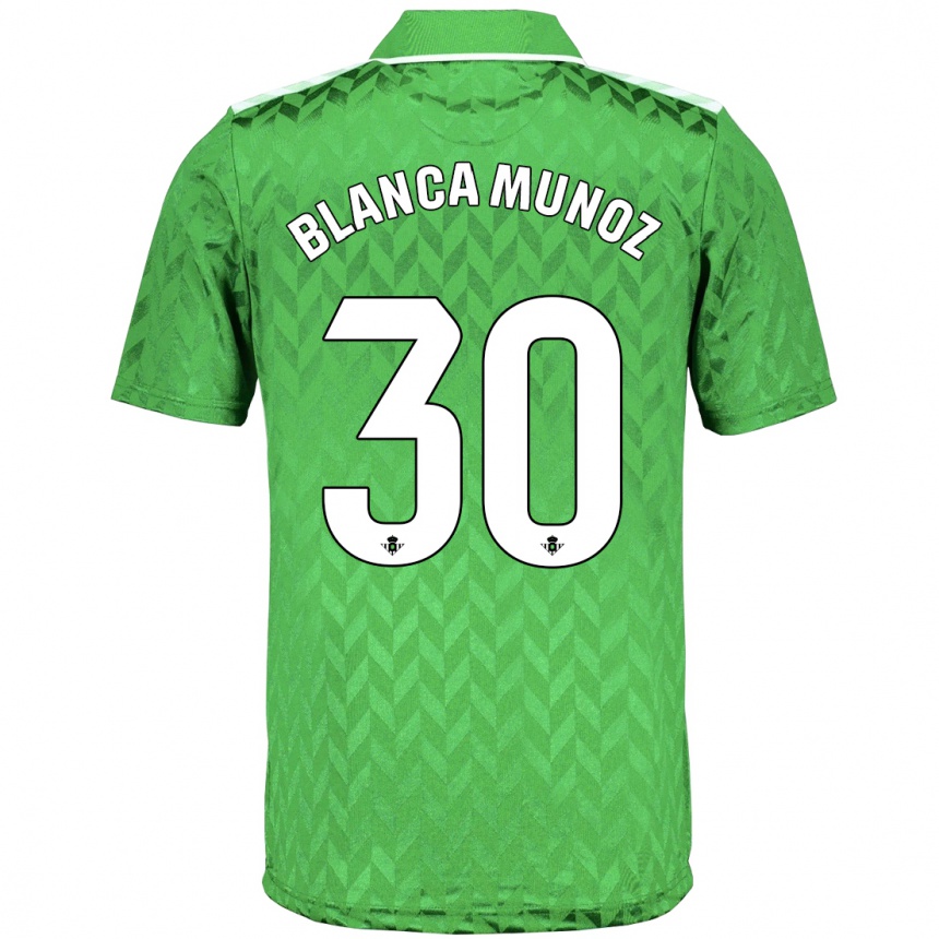 Kinder Fußball Blanca Muñoz #30 Grün Auswärtstrikot Trikot 2023/24 T-Shirt Luxemburg