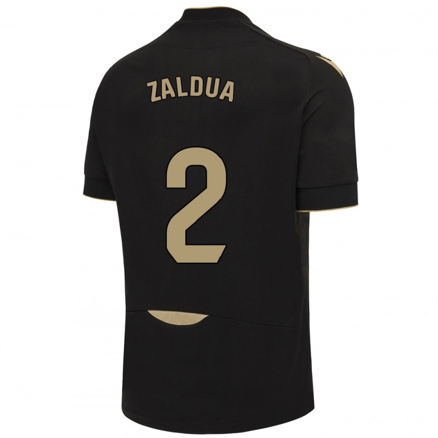 Kinder Fußball Joseba Zaldua #2 Schwarz Auswärtstrikot Trikot 2023/24 T-Shirt Luxemburg