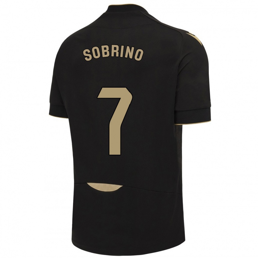 Kinder Fußball Rubén Sobrino #7 Schwarz Auswärtstrikot Trikot 2023/24 T-Shirt Luxemburg