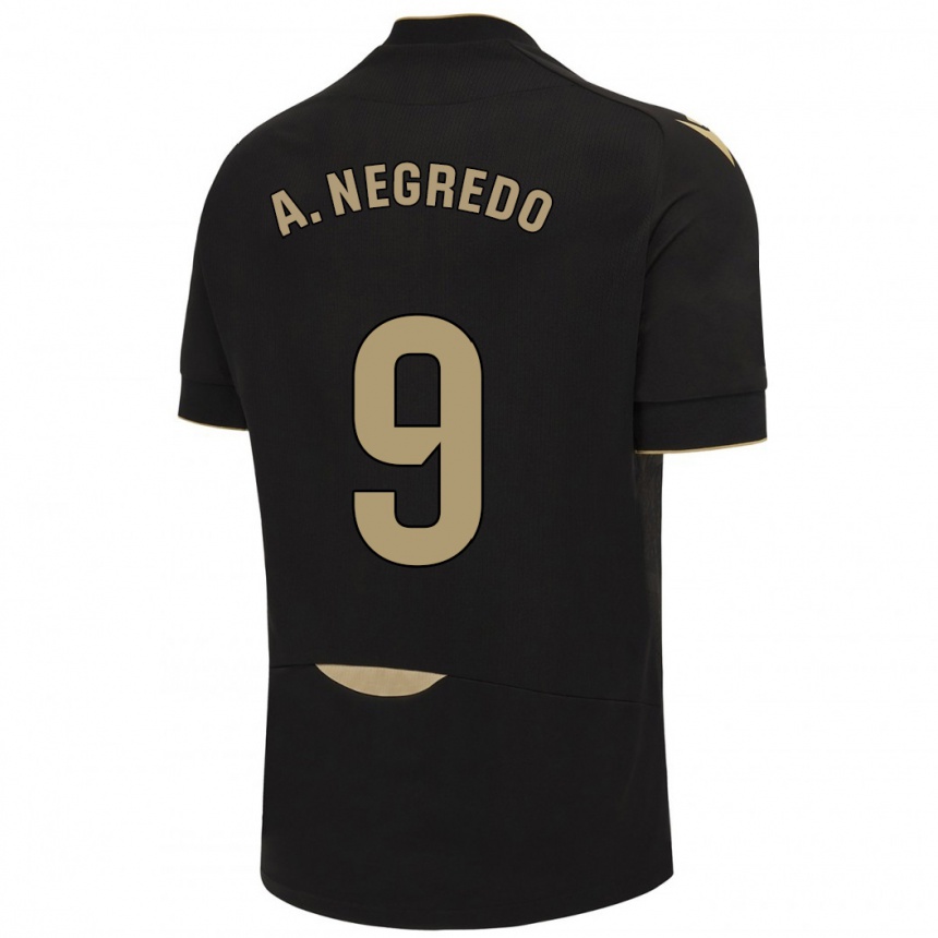 Kinder Fußball Álvaro Negredo #9 Schwarz Auswärtstrikot Trikot 2023/24 T-Shirt Luxemburg
