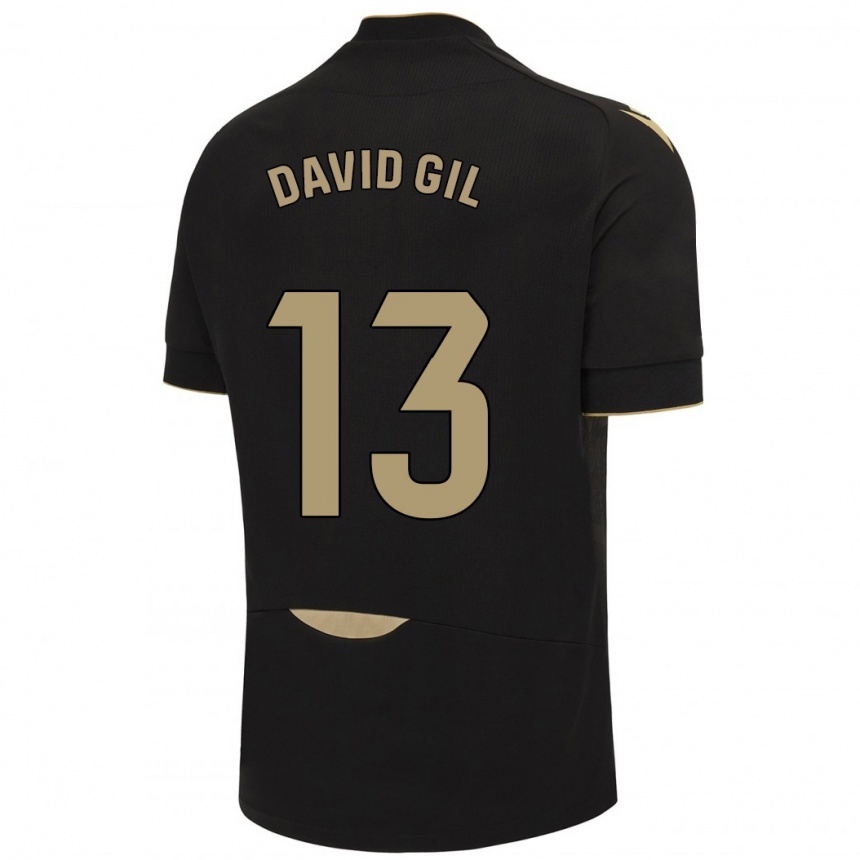 Kinder Fußball David Gil #13 Schwarz Auswärtstrikot Trikot 2023/24 T-Shirt Luxemburg