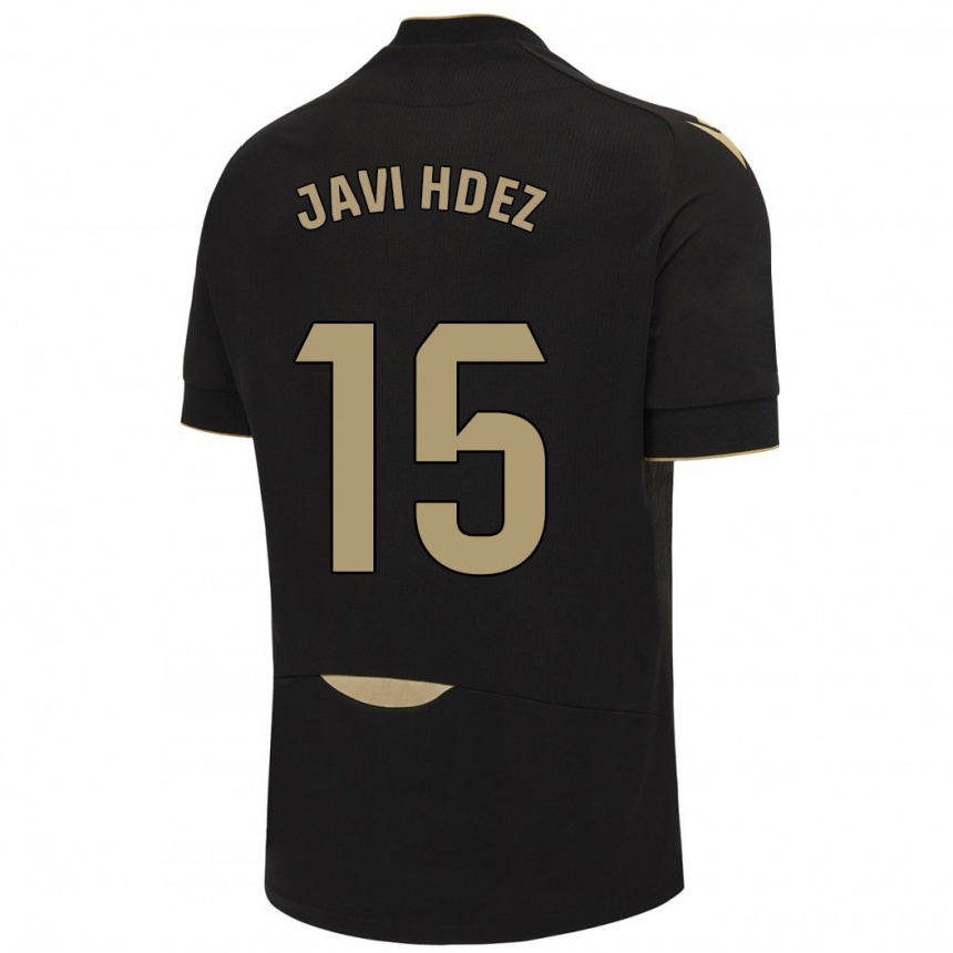 Kinder Fußball Javi Hernández #15 Schwarz Auswärtstrikot Trikot 2023/24 T-Shirt Luxemburg