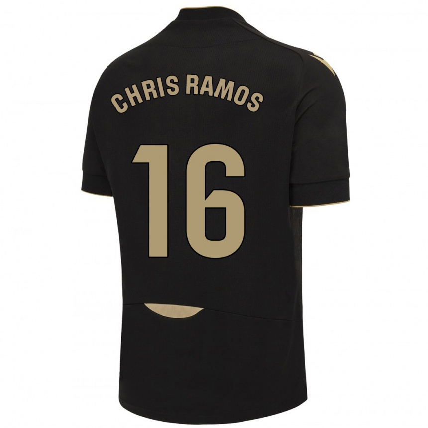 Kinder Fußball Chris Ramos #16 Schwarz Auswärtstrikot Trikot 2023/24 T-Shirt Luxemburg