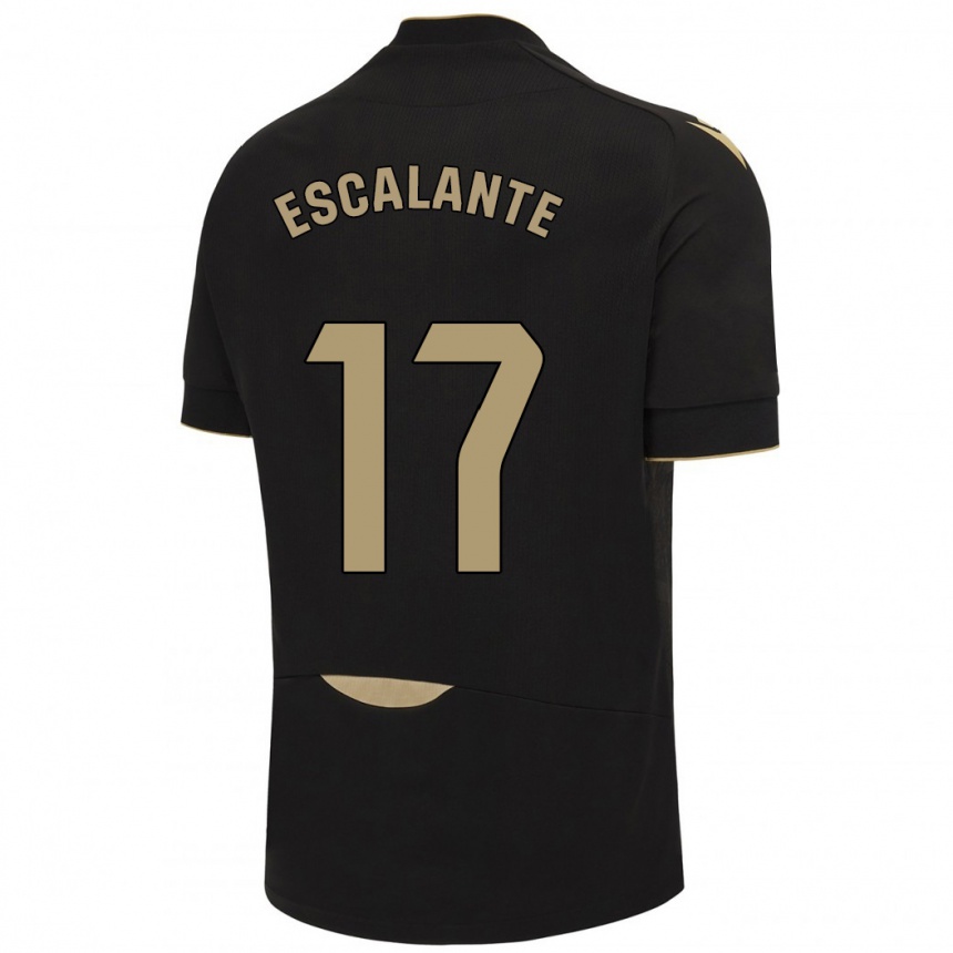 Kinder Fußball Gonzalo Escalante #17 Schwarz Auswärtstrikot Trikot 2023/24 T-Shirt Luxemburg