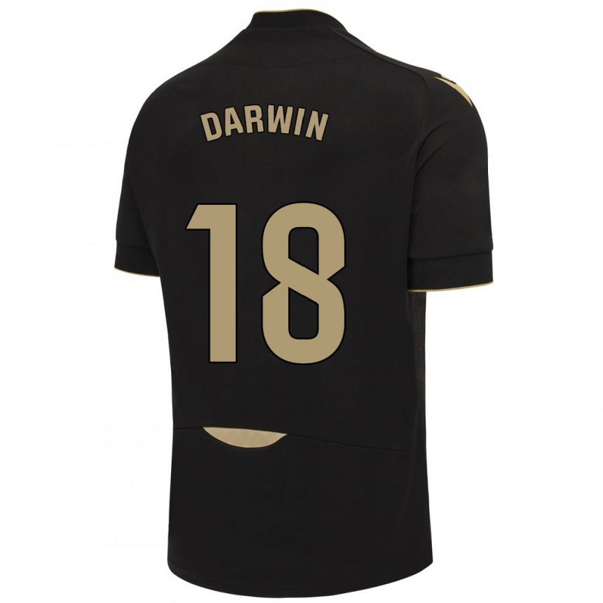 Kinder Fußball Darwin Machís #18 Schwarz Auswärtstrikot Trikot 2023/24 T-Shirt Luxemburg