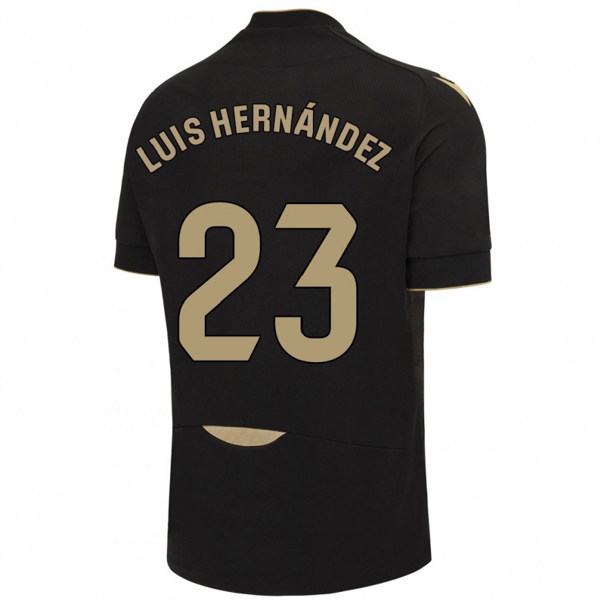 Kinder Fußball Luis Hernández #23 Schwarz Auswärtstrikot Trikot 2023/24 T-Shirt Luxemburg