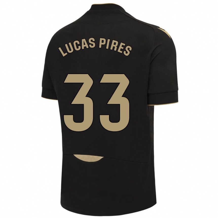 Kinder Fußball Lucas Pires #33 Schwarz Auswärtstrikot Trikot 2023/24 T-Shirt Luxemburg