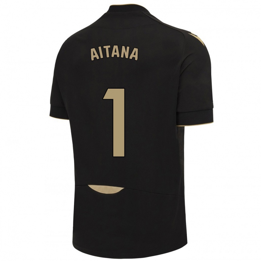 Kinder Fußball Aitana #1 Schwarz Auswärtstrikot Trikot 2023/24 T-Shirt Luxemburg