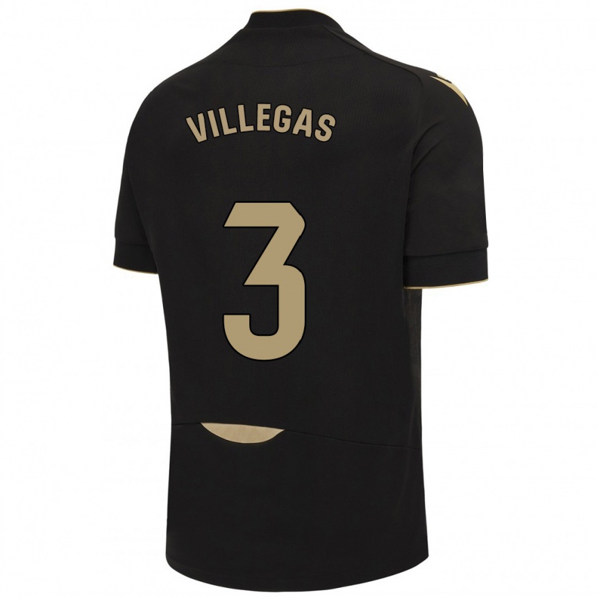 Kinder Fußball Virginia Villegas Rico #3 Schwarz Auswärtstrikot Trikot 2023/24 T-Shirt Luxemburg