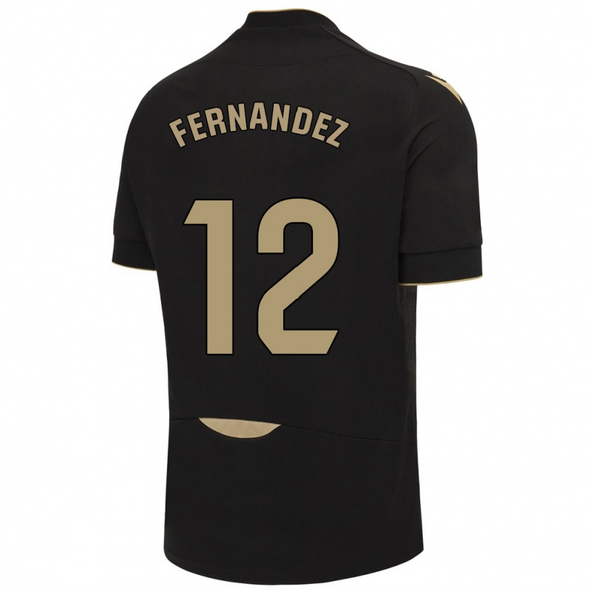 Kinder Fußball Sandra Fernández León #12 Schwarz Auswärtstrikot Trikot 2023/24 T-Shirt Luxemburg