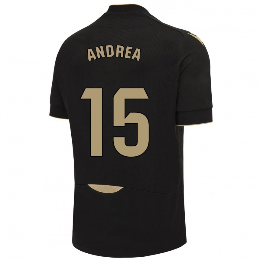 Kinder Fußball Andrea Sánchez Moreno #15 Schwarz Auswärtstrikot Trikot 2023/24 T-Shirt Luxemburg