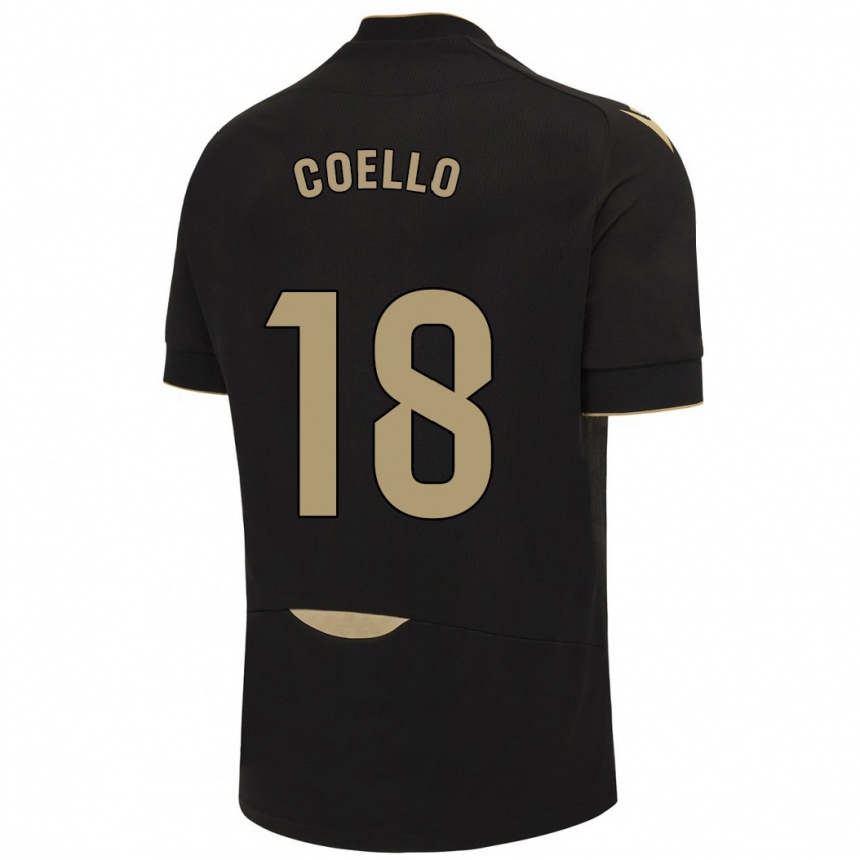 Kinder Fußball María Del Carmen Coello Vidal #18 Schwarz Auswärtstrikot Trikot 2023/24 T-Shirt Luxemburg