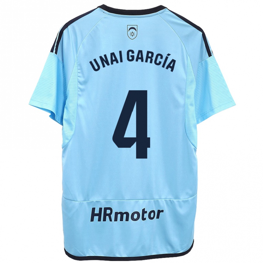 Kinder Fußball Unai García #4 Blau Auswärtstrikot Trikot 2023/24 T-Shirt Luxemburg