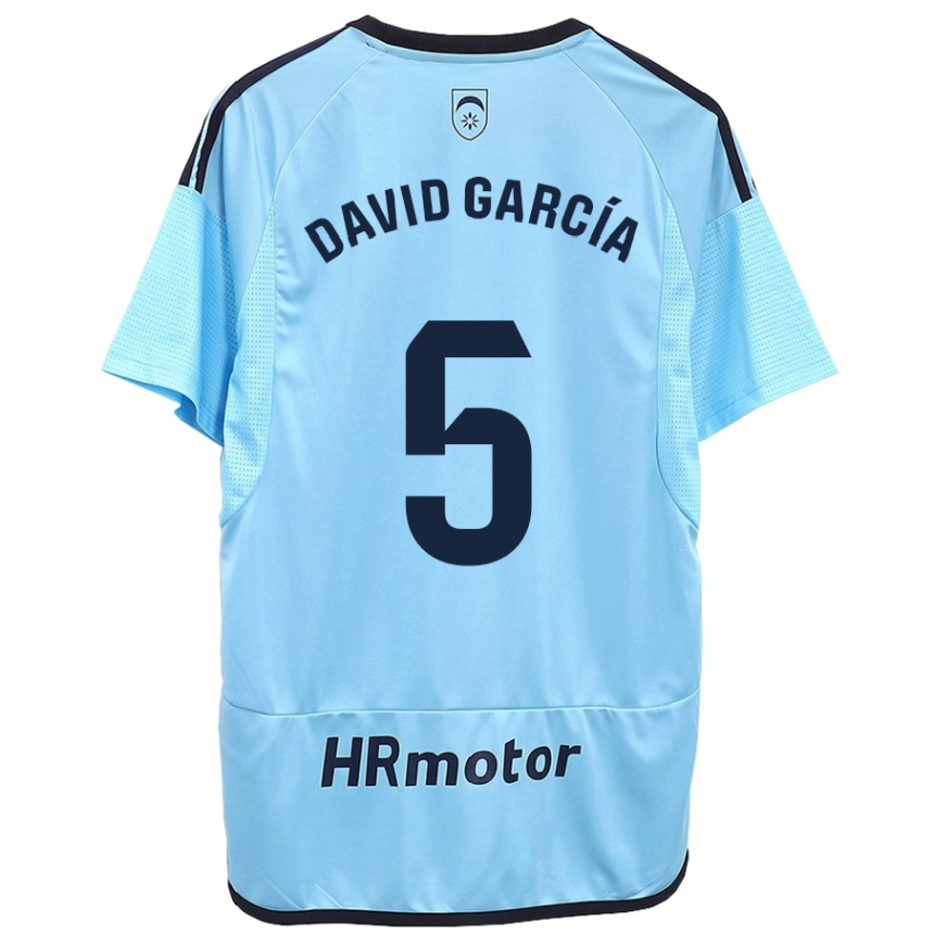 Kinder Fußball David García #5 Blau Auswärtstrikot Trikot 2023/24 T-Shirt Luxemburg