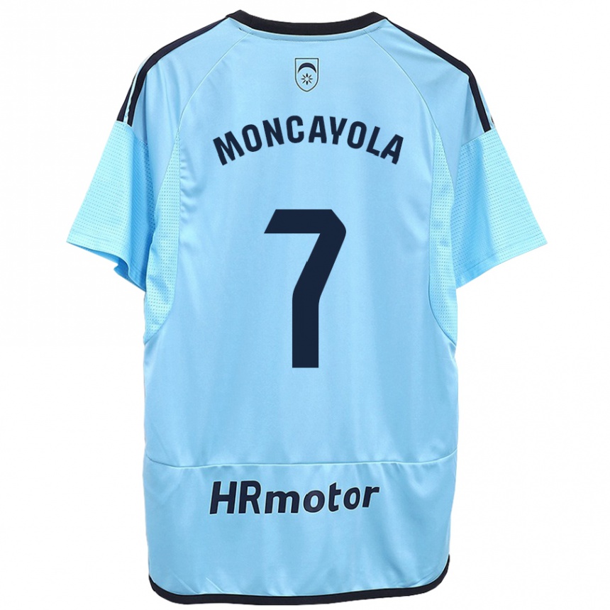 Kinder Fußball Jon Moncayola #7 Blau Auswärtstrikot Trikot 2023/24 T-Shirt Luxemburg