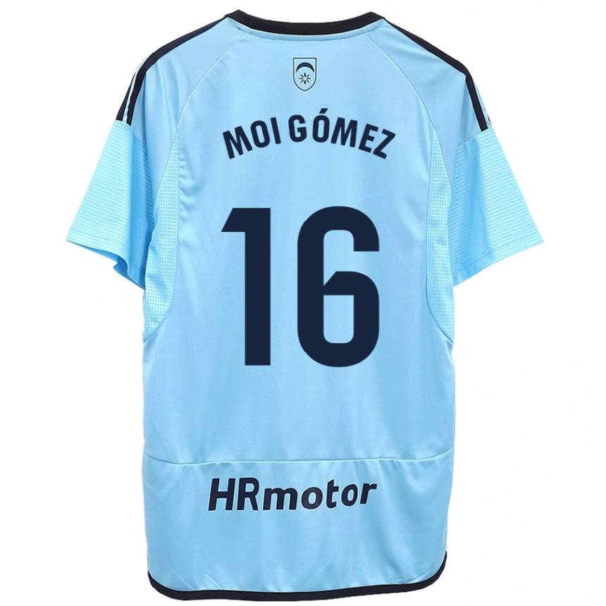 Kinder Fußball Moi Gómez #16 Blau Auswärtstrikot Trikot 2023/24 T-Shirt Luxemburg