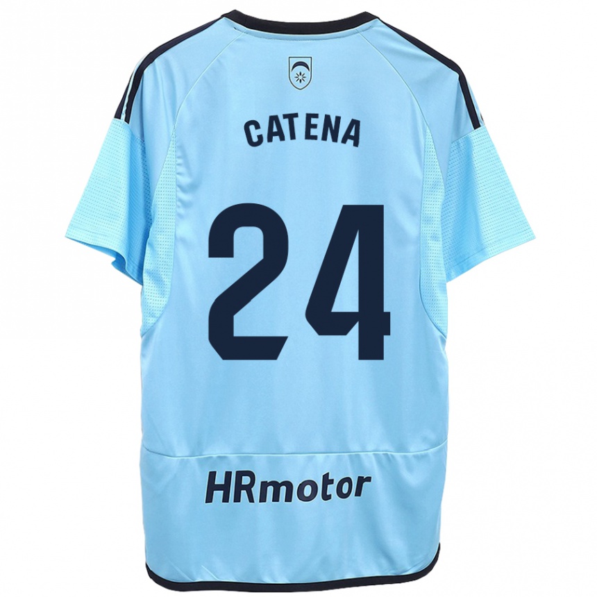 Kinder Fußball Alejandro Catena #24 Blau Auswärtstrikot Trikot 2023/24 T-Shirt Luxemburg