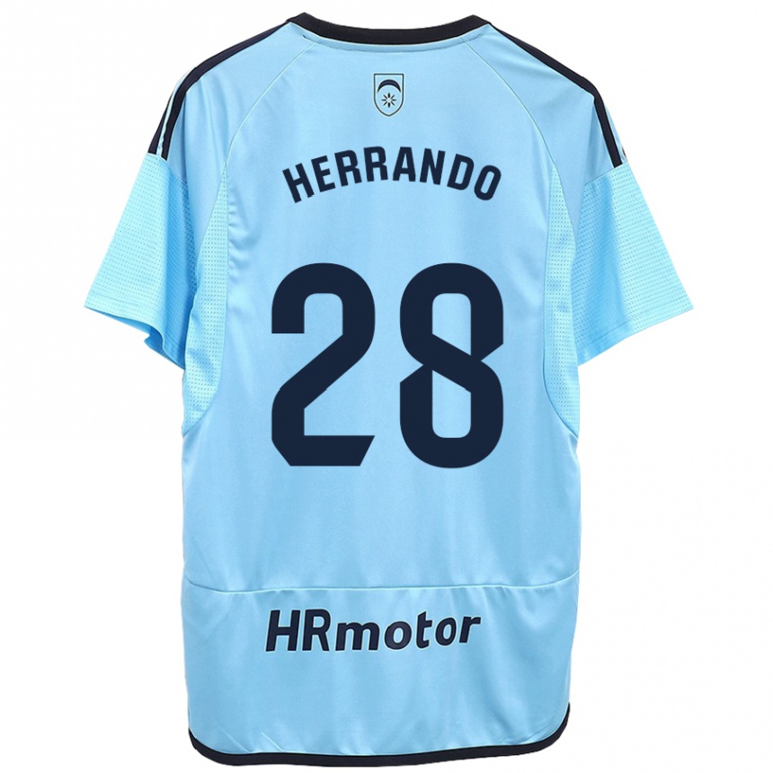 Kinder Fußball Jorge Herrando #28 Blau Auswärtstrikot Trikot 2023/24 T-Shirt Luxemburg