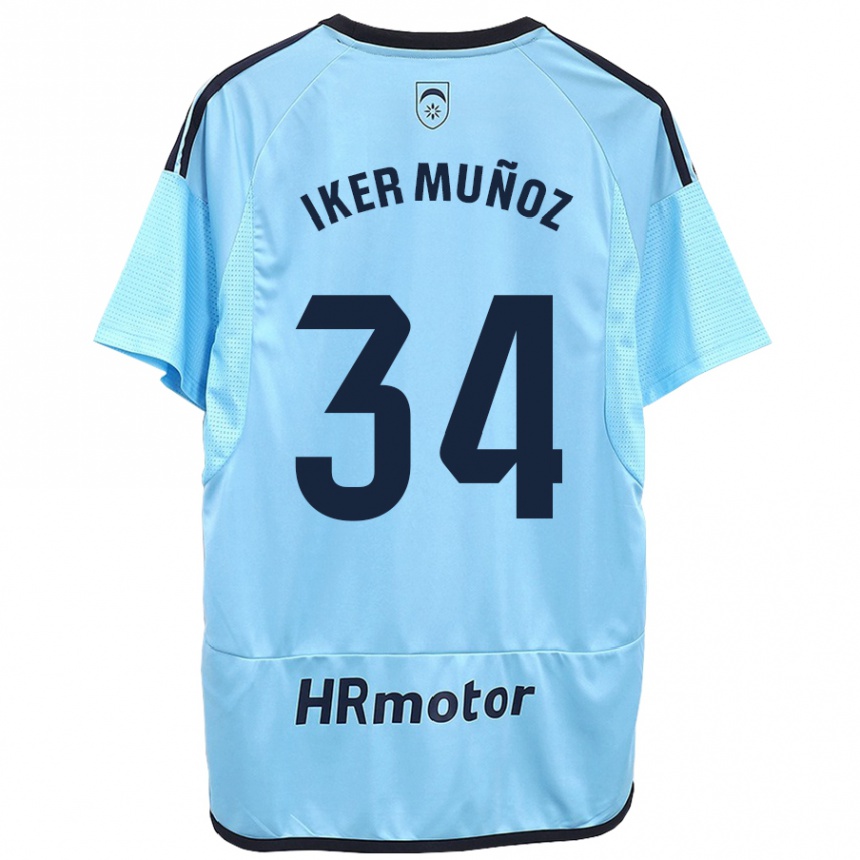 Kinder Fußball Iker Muñoz #34 Blau Auswärtstrikot Trikot 2023/24 T-Shirt Luxemburg