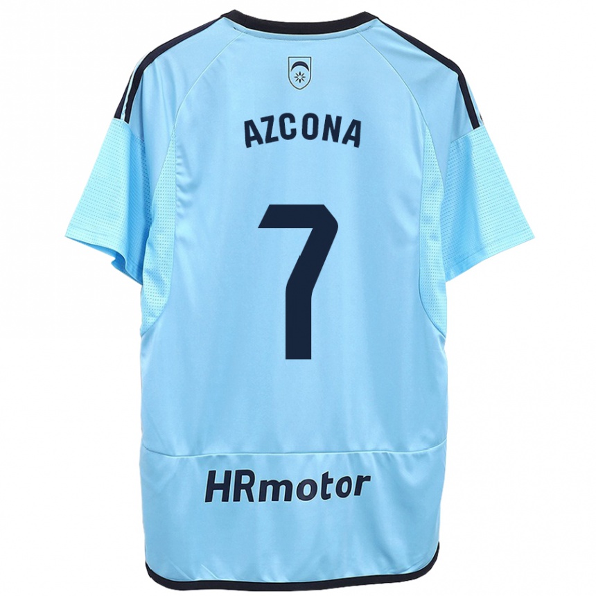 Kinder Fußball Rubén Azcona #7 Blau Auswärtstrikot Trikot 2023/24 T-Shirt Luxemburg