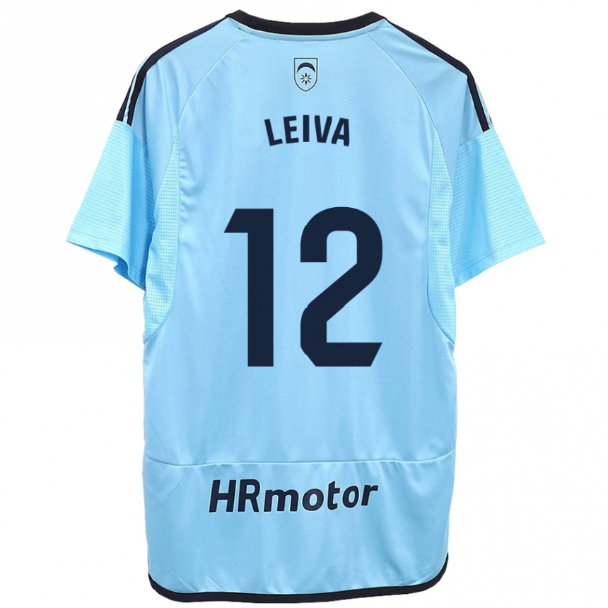 Kinder Fußball Álvaro Leiva #12 Blau Auswärtstrikot Trikot 2023/24 T-Shirt Luxemburg