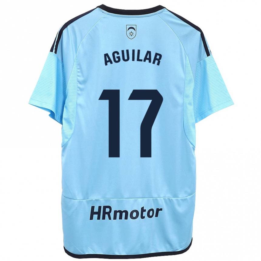 Kinder Fußball Eneko Aguilar #17 Blau Auswärtstrikot Trikot 2023/24 T-Shirt Luxemburg