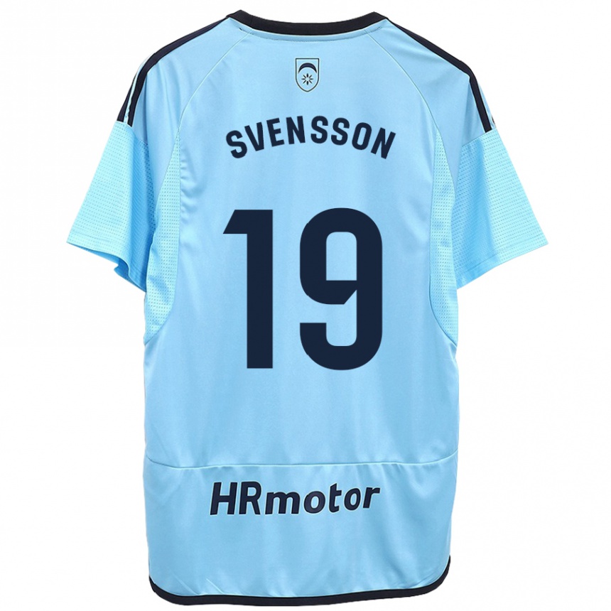 Kinder Fußball Max Svensson #19 Blau Auswärtstrikot Trikot 2023/24 T-Shirt Luxemburg