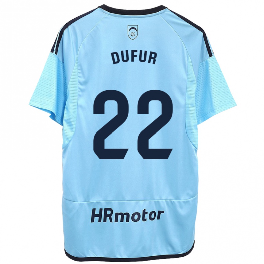 Kinder Fußball Ander Dufur #22 Blau Auswärtstrikot Trikot 2023/24 T-Shirt Luxemburg