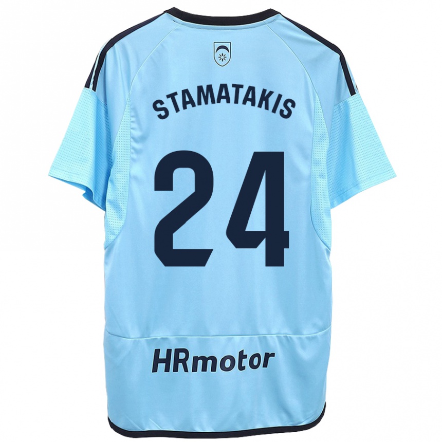 Kinder Fußball Dimitrios Stamatakis #24 Blau Auswärtstrikot Trikot 2023/24 T-Shirt Luxemburg