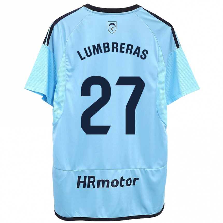 Kinder Fußball Carlos Lumbreras #27 Blau Auswärtstrikot Trikot 2023/24 T-Shirt Luxemburg