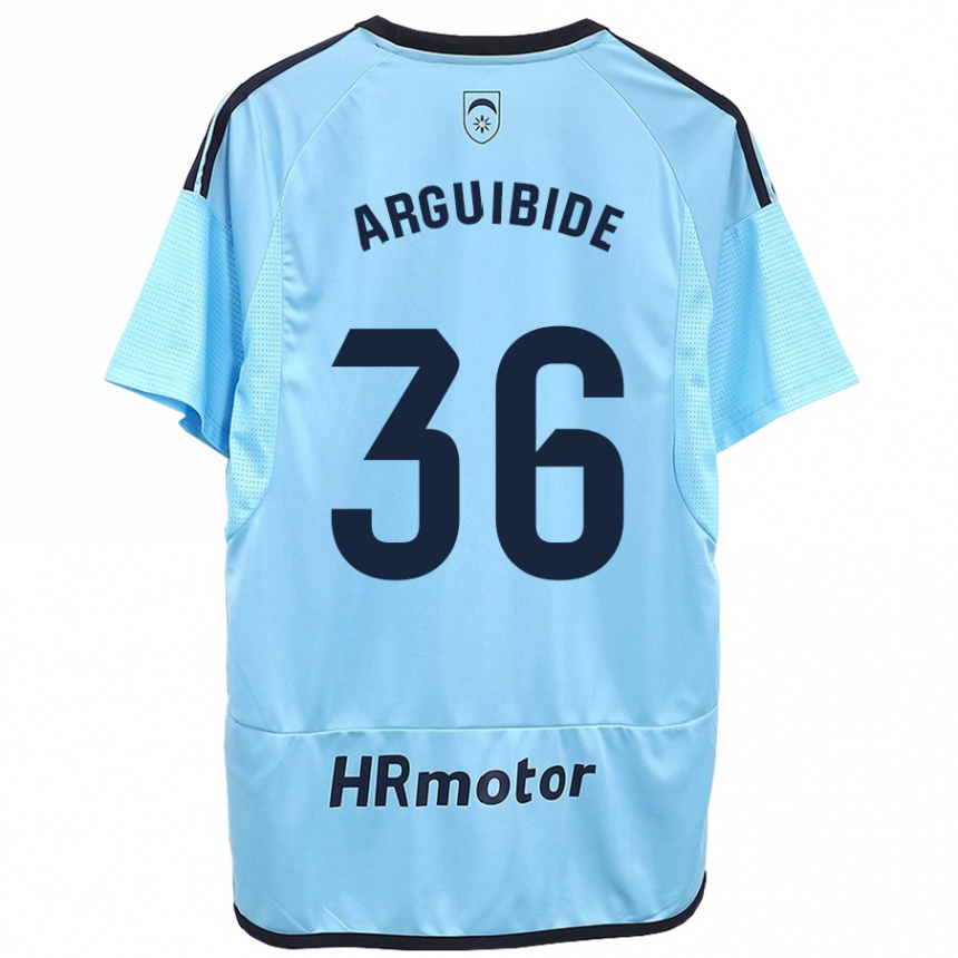 Kinder Fußball Iñigo Arguibide #36 Blau Auswärtstrikot Trikot 2023/24 T-Shirt Luxemburg