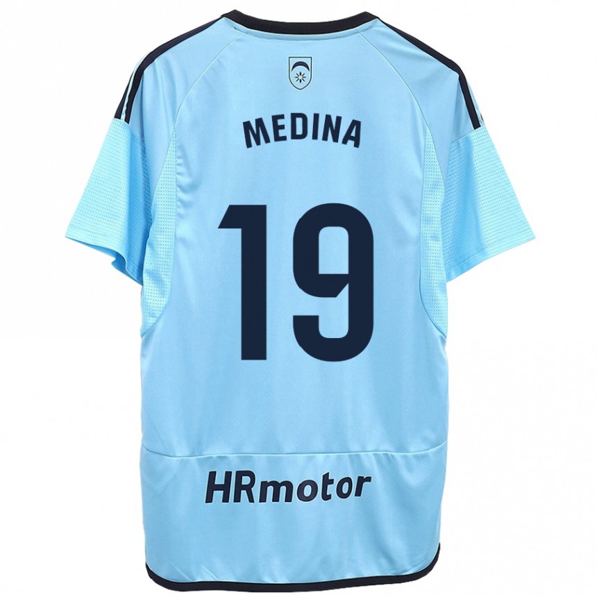 Kinder Fußball Arantxa Medina Torreblanca #19 Blau Auswärtstrikot Trikot 2023/24 T-Shirt Luxemburg