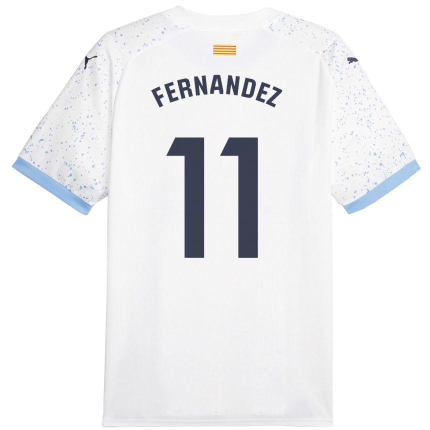 Kinder Fußball Valery Fernández #11 Weiß Auswärtstrikot Trikot 2023/24 T-Shirt Luxemburg