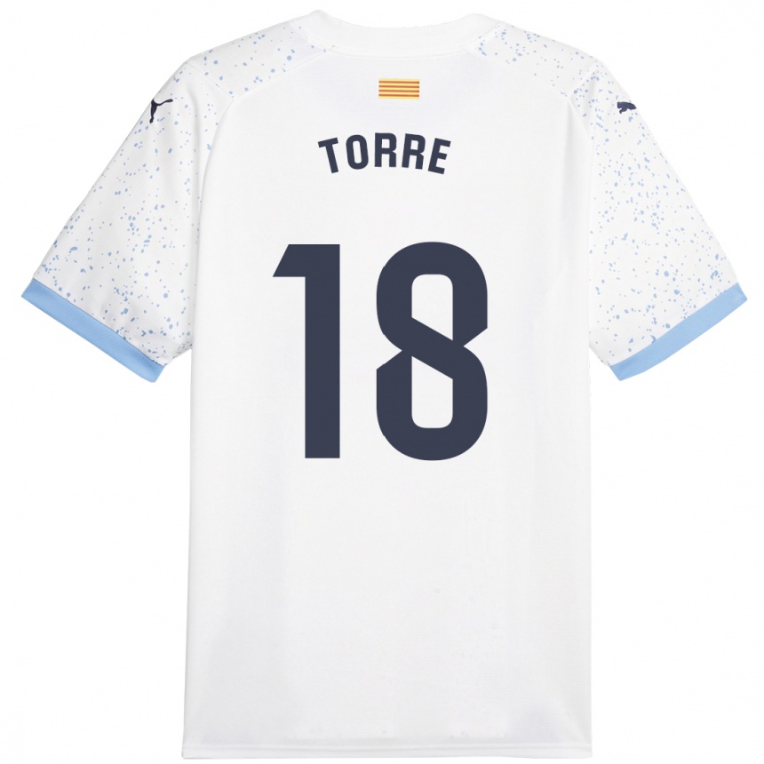 Kinder Fußball Pablo Torre #18 Weiß Auswärtstrikot Trikot 2023/24 T-Shirt Luxemburg