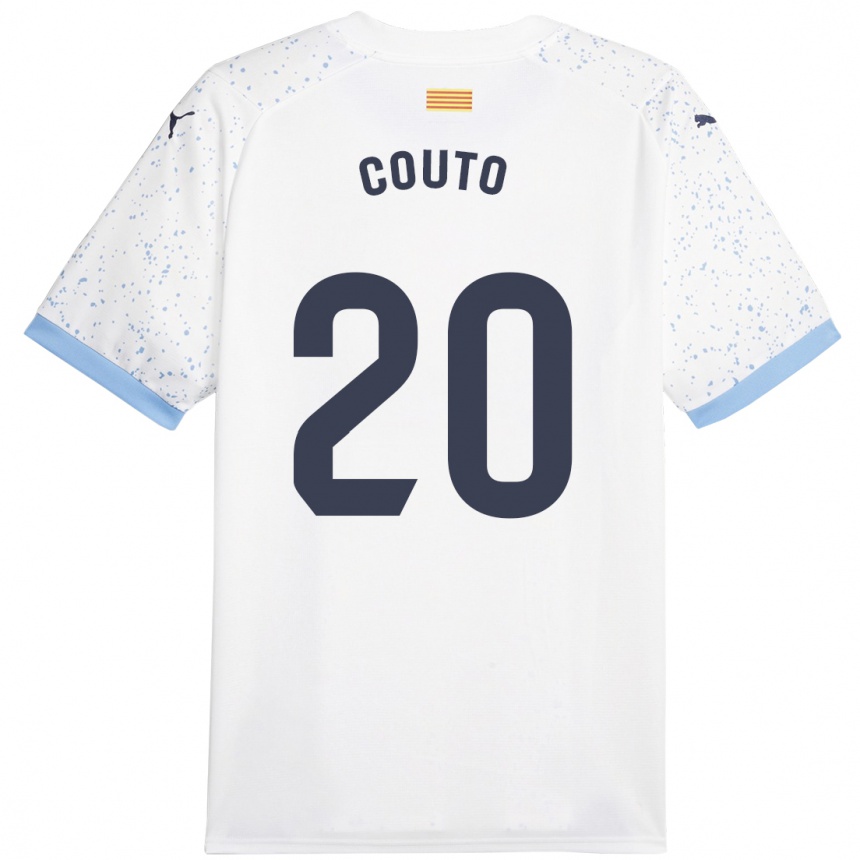 Kinder Fußball Yan Couto #20 Weiß Auswärtstrikot Trikot 2023/24 T-Shirt Luxemburg