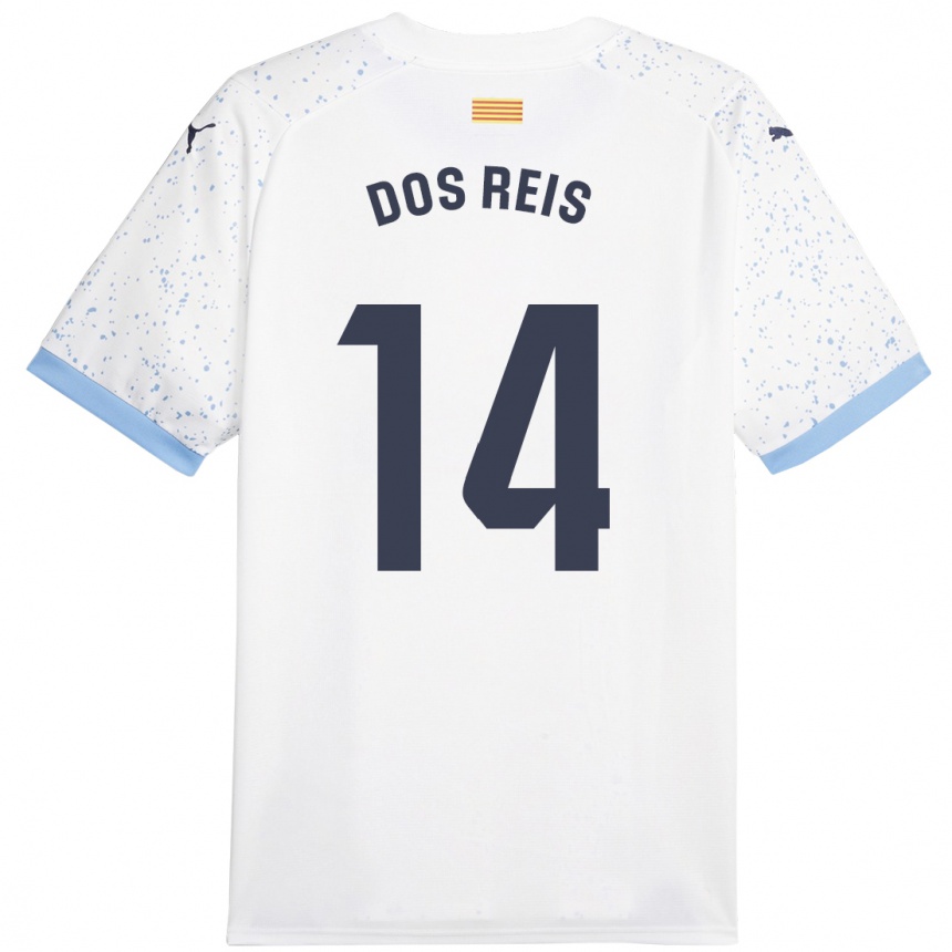 Kinder Fußball Leo Dos Reis #14 Weiß Auswärtstrikot Trikot 2023/24 T-Shirt Luxemburg