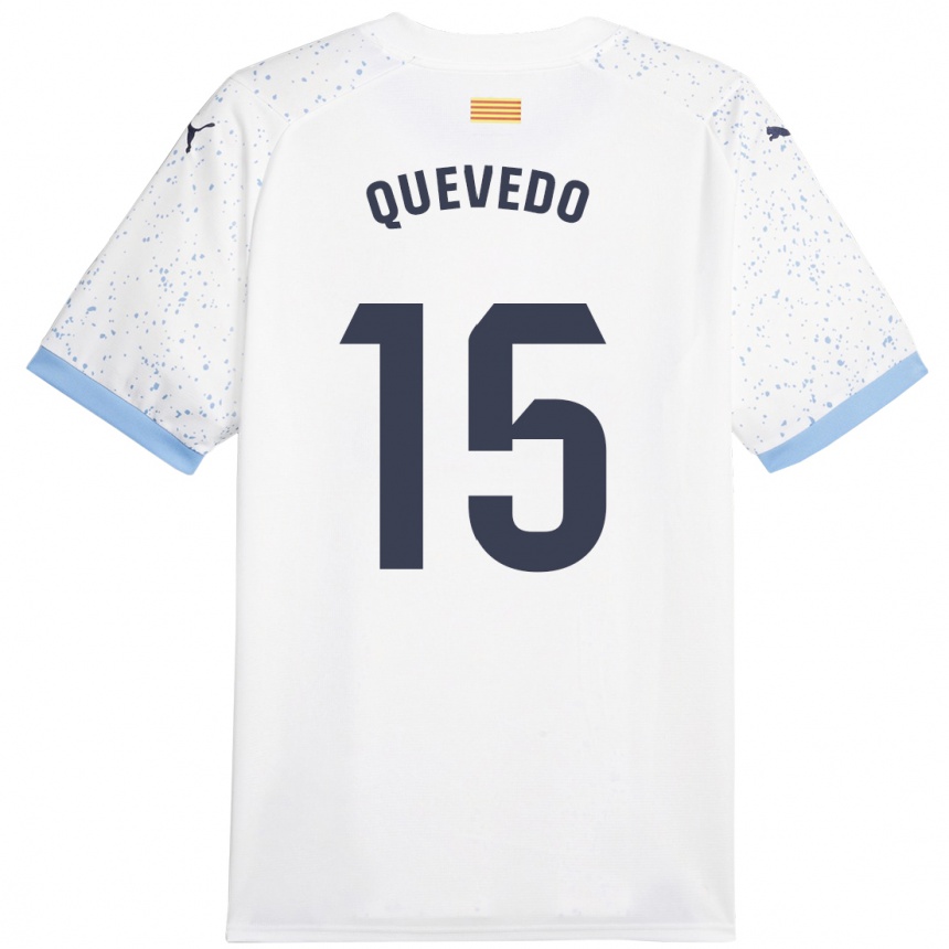 Kinder Fußball Erik Quevedo #15 Weiß Auswärtstrikot Trikot 2023/24 T-Shirt Luxemburg