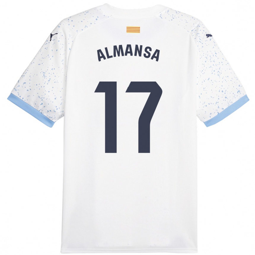 Kinder Fußball Alex Almansa #17 Weiß Auswärtstrikot Trikot 2023/24 T-Shirt Luxemburg