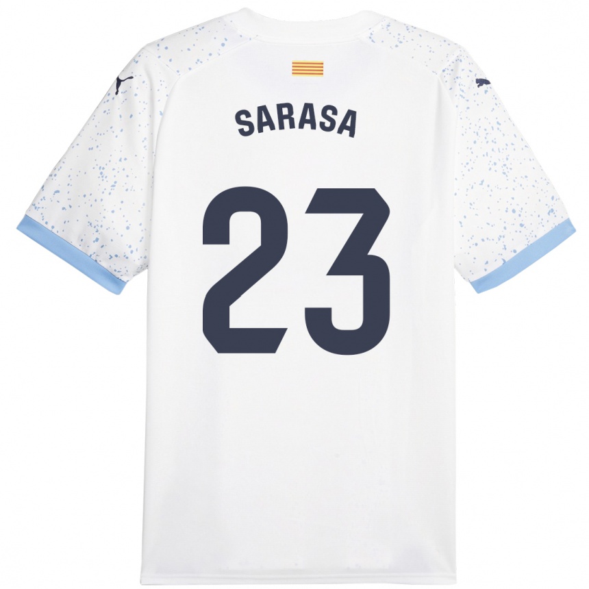 Kinder Fußball Javier Sarasa #23 Weiß Auswärtstrikot Trikot 2023/24 T-Shirt Luxemburg
